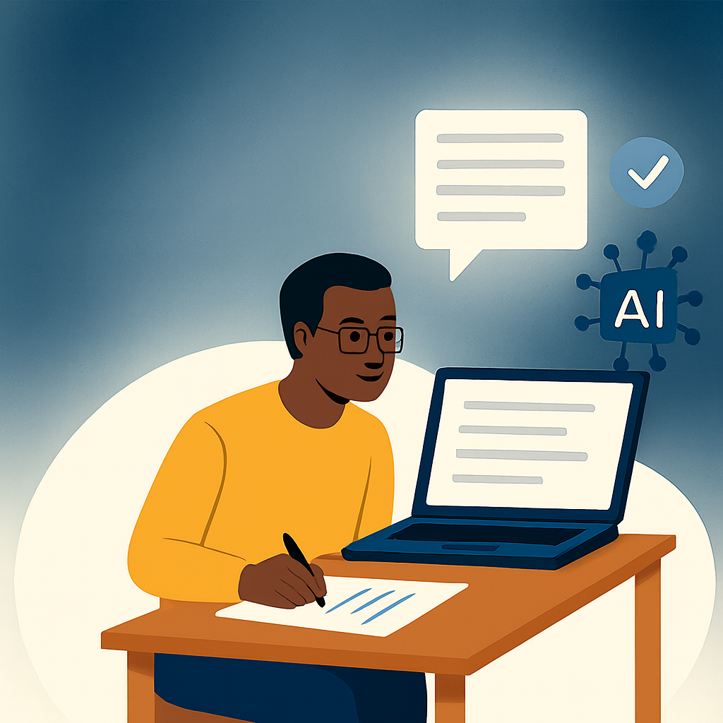 AI writing evaluation illustration